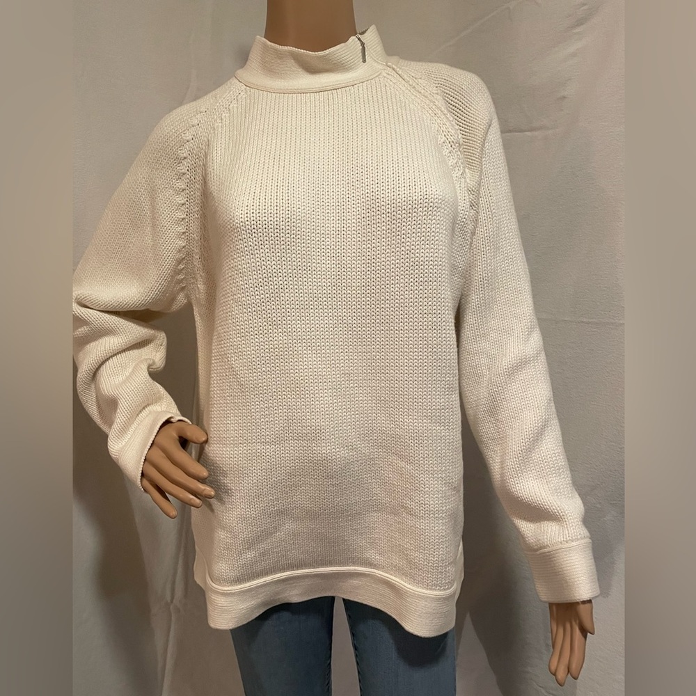 Talbots Women's Ivory Mock Neck Sweater with Zipper Size 1X